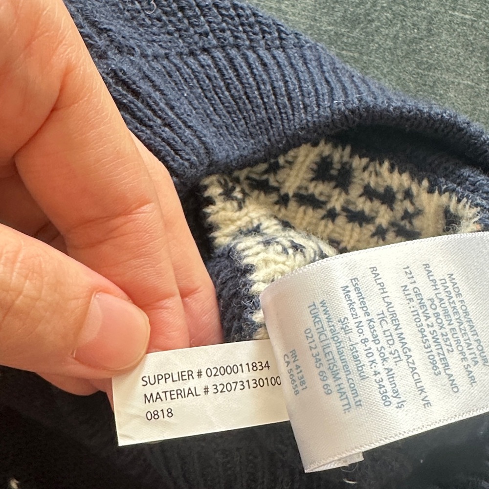 Ralph Lauren Navy and Cream Kids Sweater - Picture 4 of 6